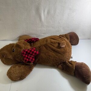 Hug Fun Plush Moose Stuffed Animal Red Buffalo Plaid Antlers Toy